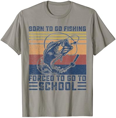 Забавна Детска Тениска за момчета Born To Go Fishing Bass Fish до fisherman