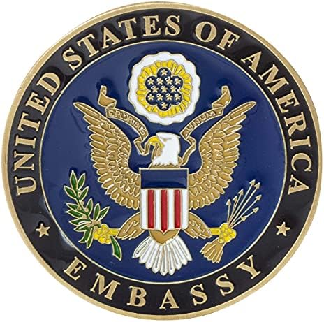 Монета покана на Посолството на Съединените американски Щати в Атина, Гърция и Синьо Кадифе Кутия за показване