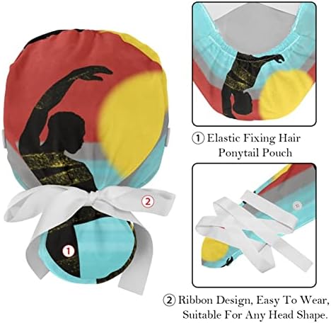 Niaocpwy 2 Опаковки, Женска Работна Шапка с Копчета, Завязанная Панделка Отзад, Африкански Дамски Калъфи За дълга Коса