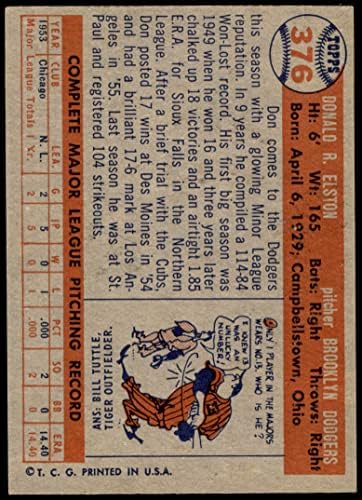 1957 Topps 376 Дон Элстон Бруклин Доджърс (Бейзбол карта), БИВШ играч на Доджърс