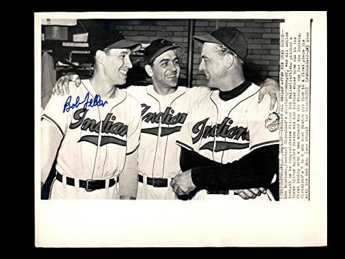 ДНК Боб Феллера PSA С Подпис 8x10, Оригинална Метална Снимка 1948 година, индианците С Автограф - Снимки на MLB с автограф