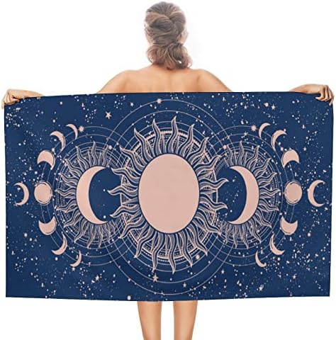 TICKPOT Реколта Плажни Кърпи-изображение на Слънцето и Луната, за жени, Мъже и Момичета, Плажни Кърпи Голям размер за Пътуване,