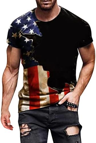 XXBR Ризи с къс ръкав за мъже, Тениски с Графичен Принтом на Американското, Патриотични Ризи, Потници за Тренировка на мускулите в