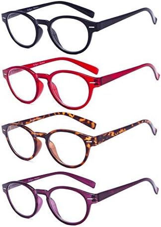 Eyekepper 4-Pack Ретро Очила за четене с Отвор за ключ, Овални, Кръгли, на Пролетта панти + 2.0