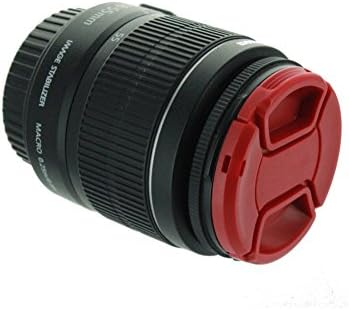 Цветна капачка на обектива - Червена 52 мм Защелкивающаяся капак на обектива за Nikon, Canon, Sony и други огледално-рефлексни фотоапарати