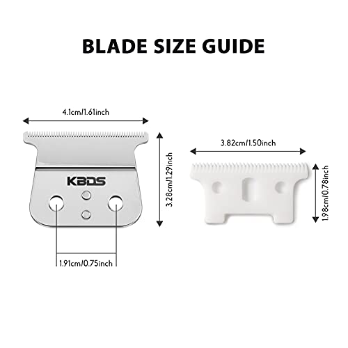 KBDS Т-Образни ножове, Подмяна на Т-образни остриета за Подстригване 2 комплекта (Керамично Т-образно острие + Фин стоманен нож)