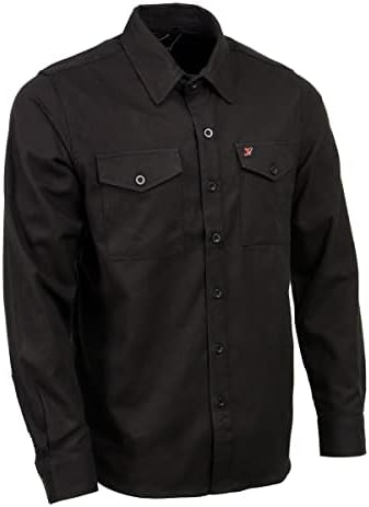 Мъжки Однотонная Черен Памучен Фланелевая Риза Milwaukee Leather MNG11655 с дълъг ръкав