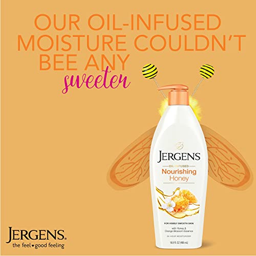 Хидратиращ крем за суха кожа Jergens Nourishing Мед, с осветляющей смес Hydralucence, Формула за подхранване на кожата, тествана от