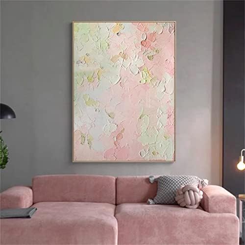 MJWDP Розово-Сива Декоративна живопис върху Платно Абстрактна Картина в Голям Размер, Ръчно Рисувани с маслени Бои, за