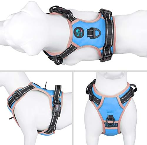 PHOEPET 2019 Светоотражающая шлейка за кучета от Големи породи, Регулируема жилетка без Закопчалка, с дръжка, 2 Метални пръстени, 3 Изкривени