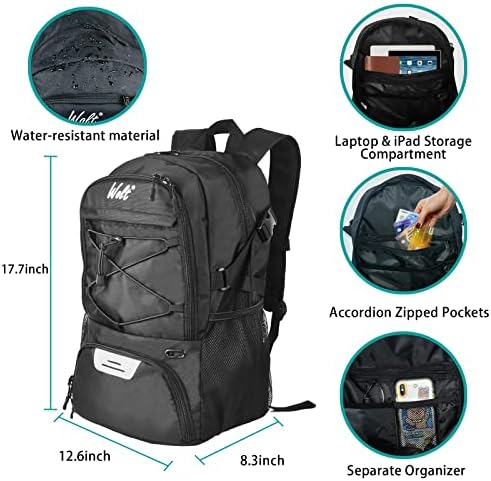 WOLT | Баскетбол раница Голяма спортна чанта с отделен притежател на топката и отделение за обувки, най-подходящ за баскетбол, футбол, волейбол,