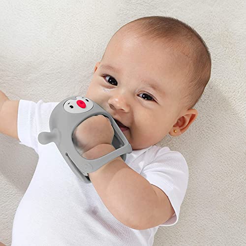 Носене Прорезыватель Пингвин, Силиконова играчка за никнене на млечни зъби Никога не роняй за деца от 0-6 месеца, детски играчки за Дъвчене