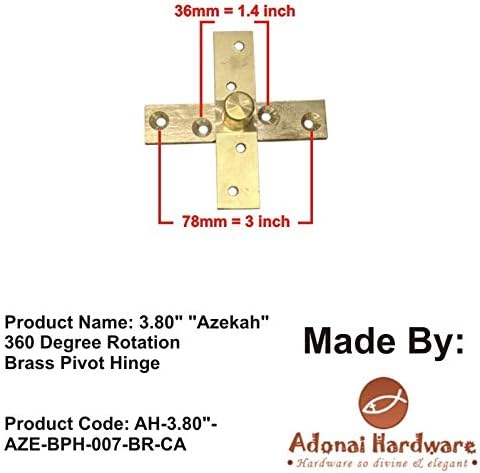 Панта Adonai Hardware Azekah от месинг, със завъртане на 360 градуса (3,80 инча, сатинированная месинг - централна ос) (доставя