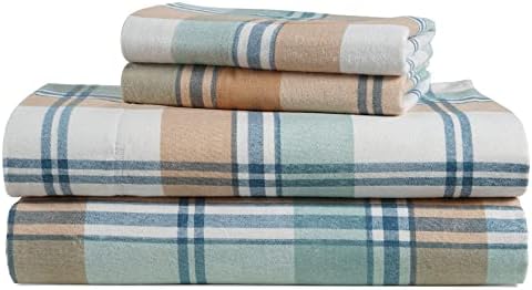 Комплект фланелевых чаршаф LANE LINEN от памук - Фланелен кърпи California King Size, от 4 теми - Леки постелки, с четка за
