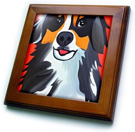 3dRose Готино забавен най-сладкото кученце на австралийската овчарка в стила на Пикасо. - Плочки, в рамката (ft-371915-1)