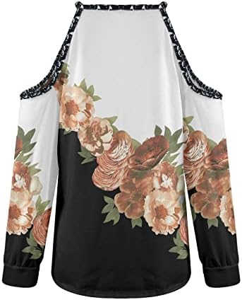 NOKMOPO / Дамски Рокли-Ризи, Модни и Ежедневни Темпераментен Тениска С кръгло деколте и открити Рамене в цвят С Дълъг Ръкав