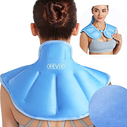 Пакет с лед REVIX за облекчаване на болки в горната част на гърба, врата и раменете, Голям Пакет с лед за шията с Мека една плюшена