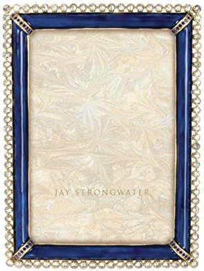 Рамка Jay Strongwater Lorraine с емайл и Каменен ръб 4 x 6 Тъмно синьо