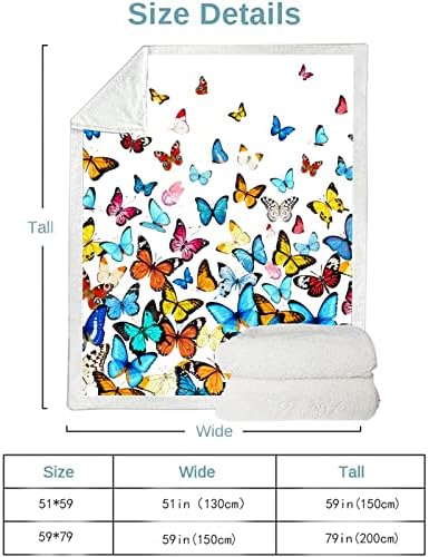 Подаръци с пеперуди за жени, Цветно Одеяло с пеперуди, Декоративни Покривки с пеперуди за разтегателни дивана, Ултра Меко Топло Шерп-Одеало