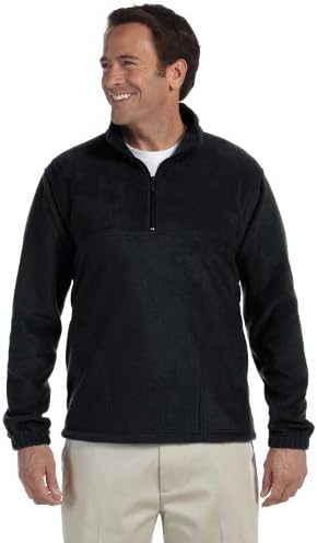 Мек вълнен плат пуловер Harriton на една четвърт от мълния - Черен - S 8 унция. Мек вълнен плат Пуловер с цип на една четвърт от мълния