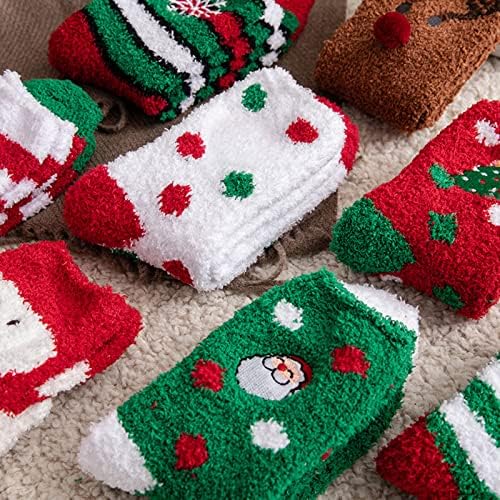 Чорапи за Йога Меки Коледни Чорапи Коледна Елха Снежинка, Снежен човек Лък Памучни Чорапи Новост Топли Чорапи за Жени