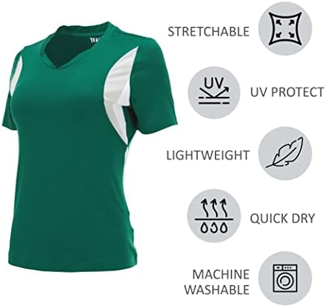 Дамски спортни дрехи Dry Fit, Абсорбиращи Влагата Тениски с V-образно деколте за жени - Тренировочная тениска 1 и 2 на опаковката