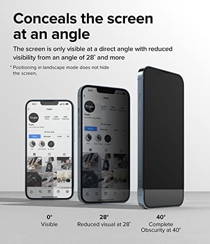 Защитно стъкло Ringke Privacy Glass [anti-spyware], съвместимо с предпазно фолио за екран на iPhone 14 с диагонал от 6,1 инча,