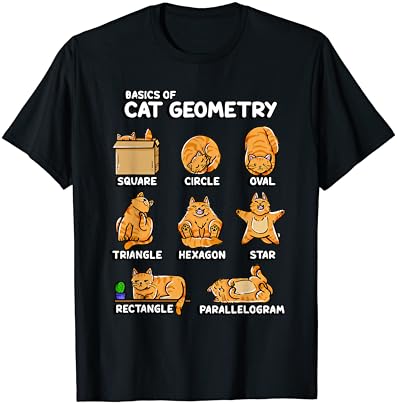 Базова Геометрия Котки Сладък Котка, котка Любовник, Собственик на котка, Тениска за математически училища