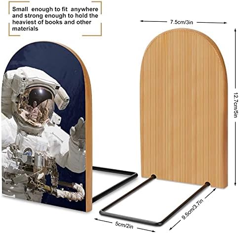 Outspace Космически Астронавт Книгата Завършва за Рафтове Дървени Поставки за книги Титуляр за Тежки книги Разделител Модерен Декоративен