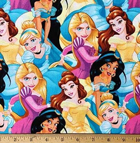 Опаковка от 2-те разноцветни памучни тъкани Disney Princess - една четвърт от размера 18 x 22 инча (опаковка от 2)