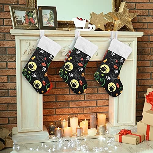Коледни Чорапи ALAZA, Класически Черни Персонализирани Чорапи Голям Размер на Хелоуин, Украса за Семейни Тържества, декорация за Партита,