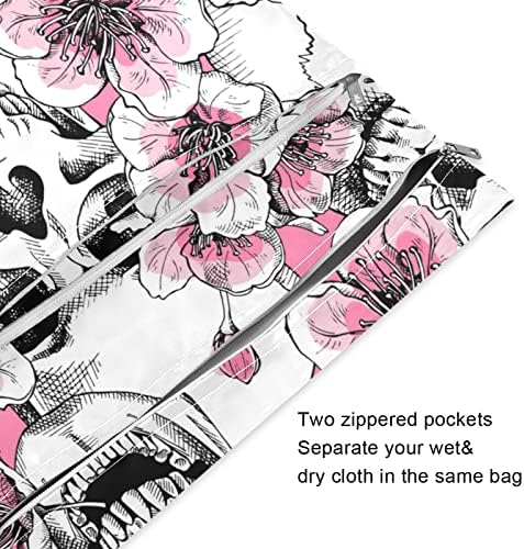 Захарен Готически Череп, Цветен и Влажна, Суха Чанта, 2 опаковка с цип, Реколта на Тъканта, чанта за Памперси в цветенце, Чанта-Органайзер,