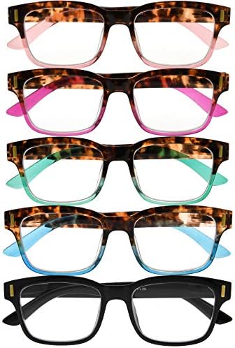 CessBlu Дамски Очила за Четене 5 Двойки Модни Очила за Четене за Жените За Четене