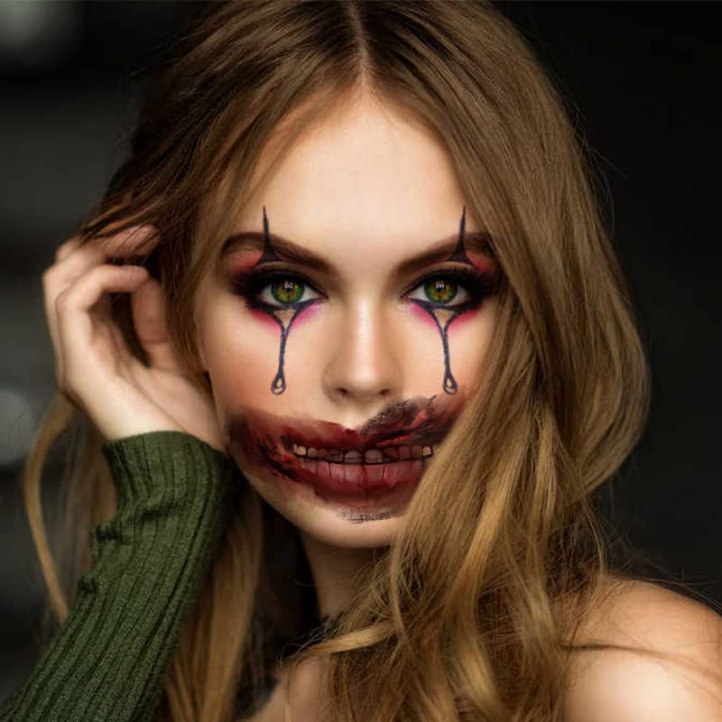 Временна Татуировка за Грим за Хелоуин, Ужасна Рана В Устата на Клоун, Кровоточащий Белег, Изглежда Като Истинска Стикер Върху