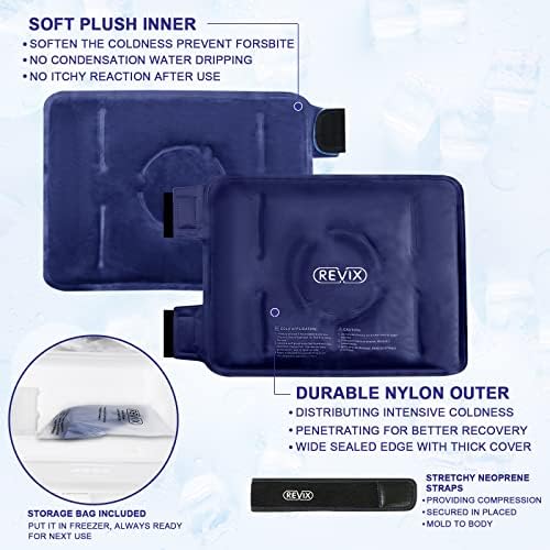REVIX Голям пакет с лед за облекчаване на болки в гърба и раменете и REVIX пакет с лед за коленете за еднократна употреба