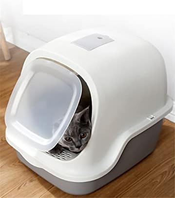 XLAIQ Напълно Затворен котешката за боклук Супер Голям, Със защита От Пръски Приучение На Обличане Пластмасови Стоки за домашни любимци, Котки тоалетна (Цвят: A)
