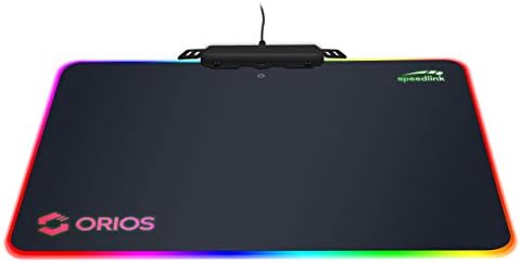 Speedlink ORIOS - Геймърска подложка за мишка с RGB подсветка (Четири цветови режим, Текстилна повърхност, Водоустойчив долната страна),
