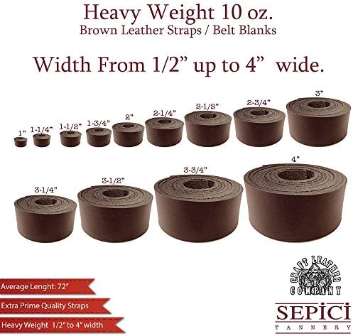 Кожена каишка Sepici кафяв цвят с ширина от 1/2 до 4 инча, дължина 60-70 см (тежка) (4 инча)