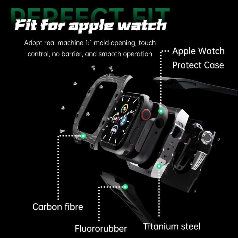 EKINS Комплект Модификация на корпуса от настоящето Въглеродни влакна За Apple Watch Серия 7 6 SE 5 и 4 Корпус от Неръждаема Стомана