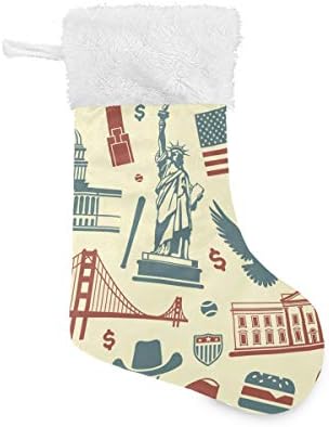 Коледни Чорапи PIMILAGU Symbols of the USA 1 Опаковка 17,7, Окачените Чорапи за Коледна украса