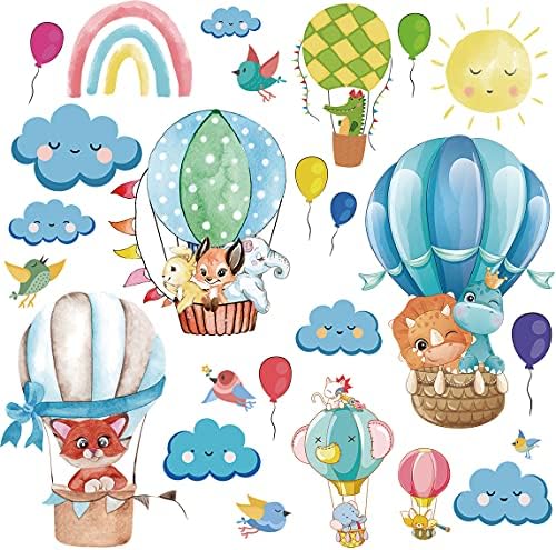 Творчески Балон Животни Стикери За Стена Цветни Балони, Летящи Птици, Стикери за Стена, САМ Подвижна Дъга Слон Лисица и Заек