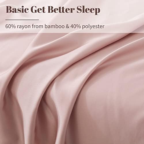 Комплект спално бельо NATUREFIELD Softer Bamboo Rich 400 Нишки, Комплект спално бельо Queen със сатенена текстура и Дълбок