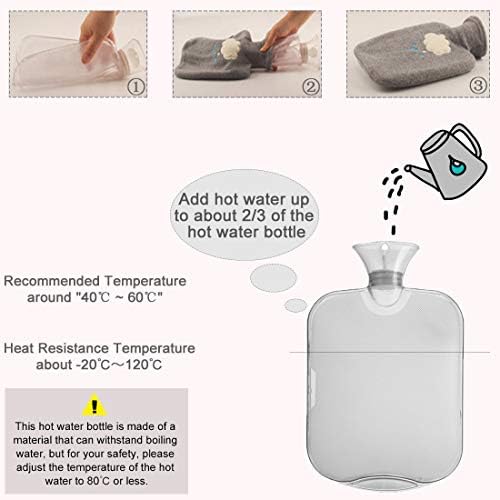 Gsogcax 2-литровата бутилка за гореща вода с капак - Чанта за бебешки бутилки с топла и студена вода от Спазми - Класическа чанта