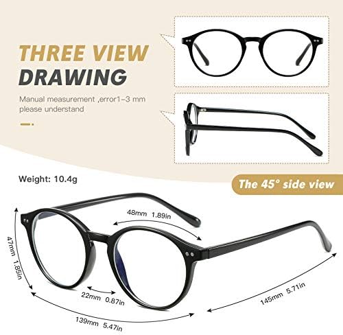HILBALM 3 опаковки сини екранировка очила Дамски и мъжки Компютърни Очила рамки за очила (3 (опаковане) Черна дограма / Леопардовая