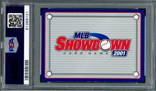 Ичиро Сузуки с автограф на Националната промо картата на един начинаещ MLB Showdown 2001 169 Сиатъл Маринърс PSA 8 Auto Grade Gem Mint