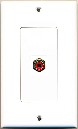 RiteAV - 1 RCA Червен за Стенни декоративни панели Аудиопорта на субуфера - Бял