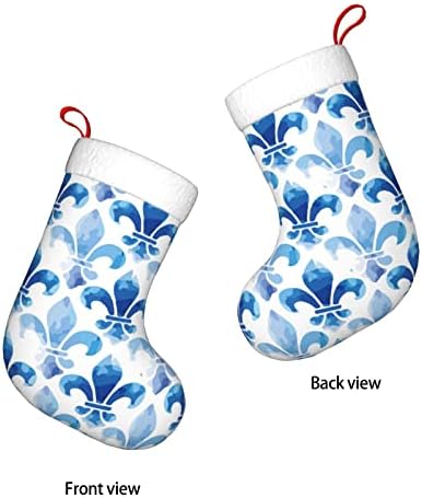 Коледни Чорапи Augenstern Fleur De Lis Blue Sea Двустранни Чорапи За Окачване На Камина.