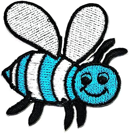 Рядка Нашивка Синя Пчела Насекоми Домашни Цветна Градина Мультяшная Стикер Лепенки Апликация Бродерия на Iron Иконата САМ