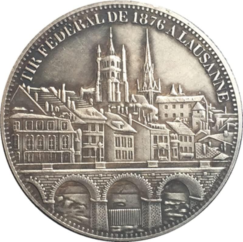 1876 Швейцарски Монети от Мед със сребърно покритие Антични Монети Събиране на монети Занаяти Могат да Взривят