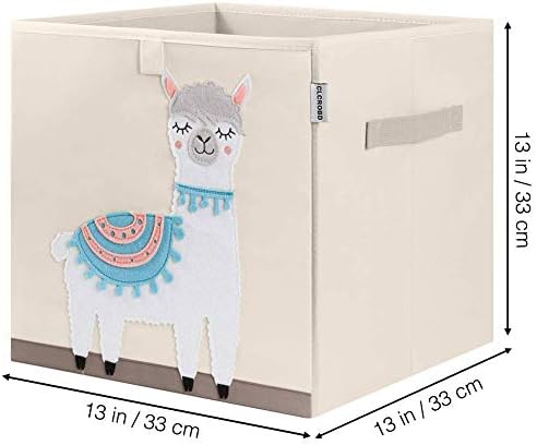 CLCROBD Сгъваеми Кутии за Съхранение на Кубчета Животни, Тъканно Кутия за Играчки/Ракла/Органайзер за Детска стая, 13 инча (Лама + Пеперуда)